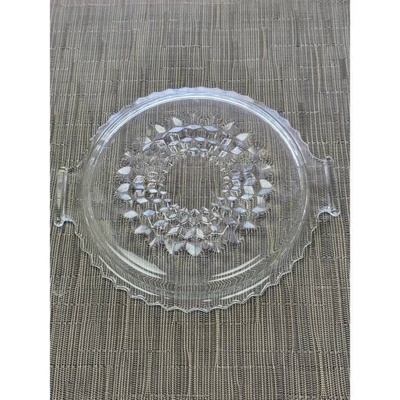 2 Vintage Jeannette Glass Cube Double Handle Tray Plate 8-1/4" - Picture 4 of 5